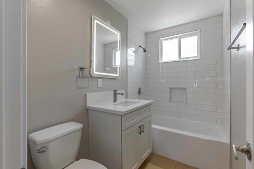 White Bathroom at Eastside Haven at 17th Apartments, California