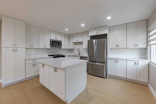Bright Kitchen at Eastside Haven at 17th Apartments, Costa Mesa, California