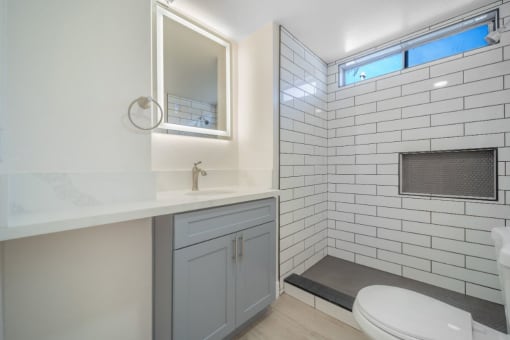 Modern Bathroom at Hamilton Courtyard Apartments, Costa Mesa, CA
