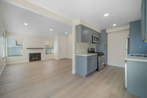 Kitchen And Living Area at Hamilton Courtyard Apartments, California