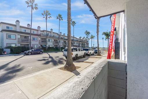 Ocean view from patio at Ocean Breeze Terrace Apartment, Huntington Beach, CA