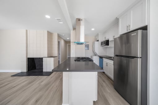 a renovated kitche at Wescove Apartments, California