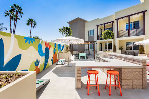 BBQ grill and seating at The Reserve La Mirada, La Mirada, 90638