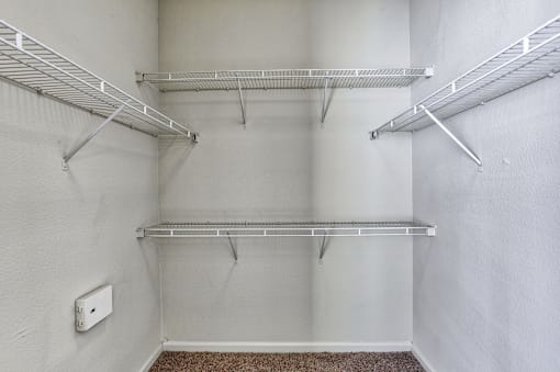 Large Walk in Closet at Addison Park Apartments in Arlington, TX.