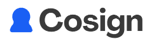 The image shows a logo with a blue icon resembling a person and the text
