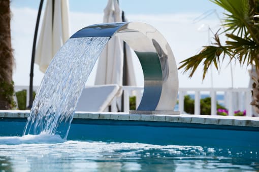 a water feature in a swimming pool