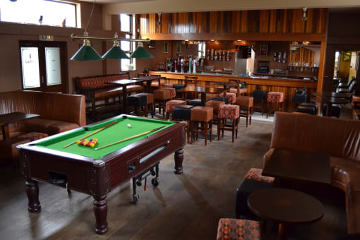 the pool table in the bar