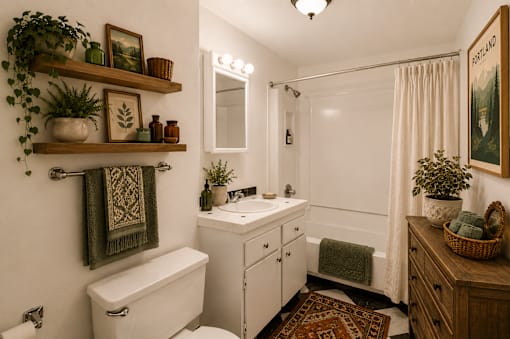 A bathroom with a white toilet, a white sink, and a white cabinet.