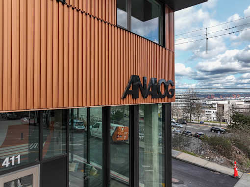 the facade of a building on the side of it at Analog Tacoma, Tacoma