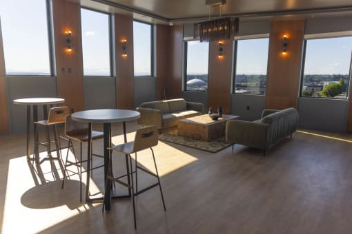 a living room with couches and chairs and a table at Moraine, Tacoma, Washington 98402