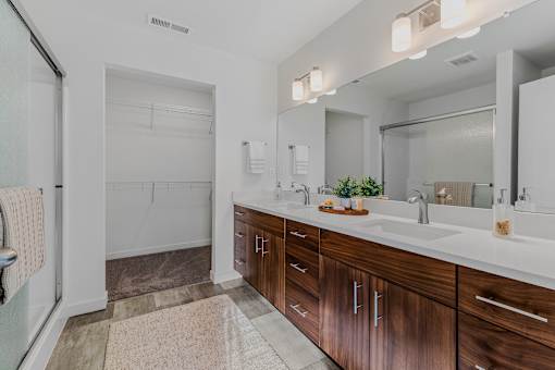 Modern Bathroom Fittings and wooden cabinets at Thrive at Green Mountain, Camas, WA, Washington  , 98607