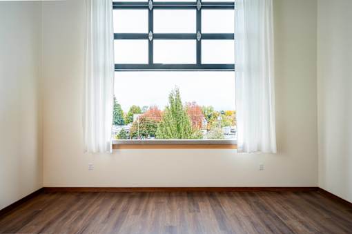 Window with blinds at Atomic Orchard Experiment, Portland, OR, 97232