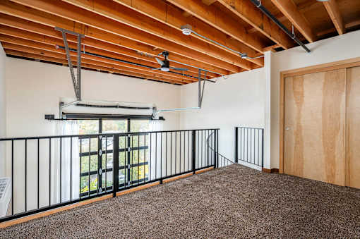 Room with a wooden ceiling at Atomic Orchard Experiment, Oregon, 97232