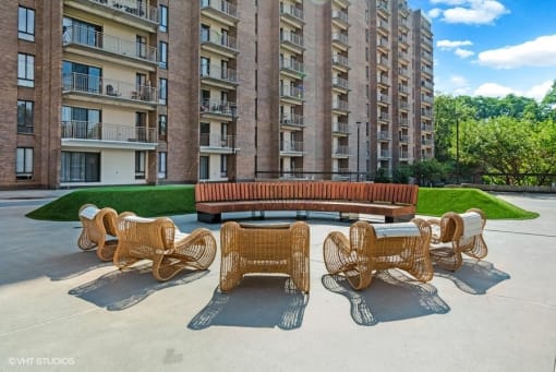 Lounging on The Plaza at Trillium Apartments, Virginia