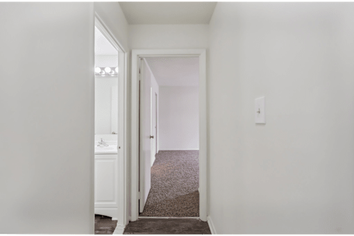 Hallway to the bedrooms at Trillium in Fairfax, VA