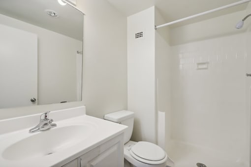 Bright bathroom at Trillium in Fairfax, VA