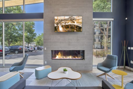Fireplace in clubhouse