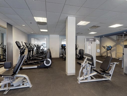 Countless fitness machines in our state of the art facility at Trillium Apartments, Fairfax, 22031