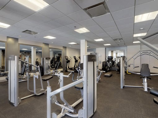 Diverse equipment in this stunning fitness facility at Trillium Apartments, Virginia