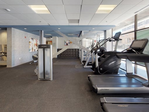 Bright and clean gym space at Trillium Apartments, Virginia