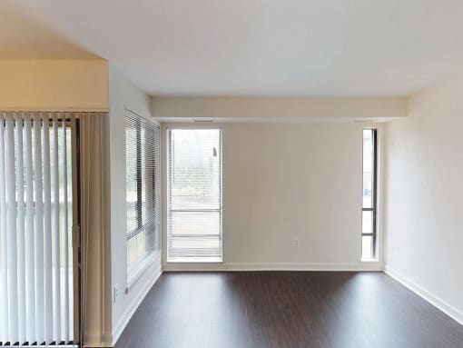 Vynle plank flooring and floor to ceiling windows at Trillium Apartments, Fairfax