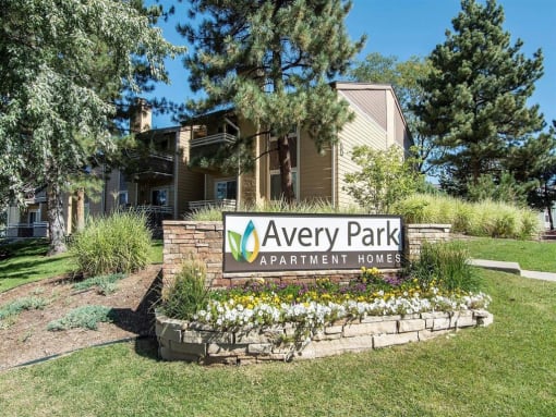 Monument sign at Avery Park in Englewood, CO