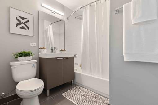 Stylish bathroom with vanity storage