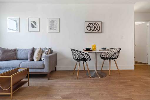 Large living room with space for a dining table or workspace