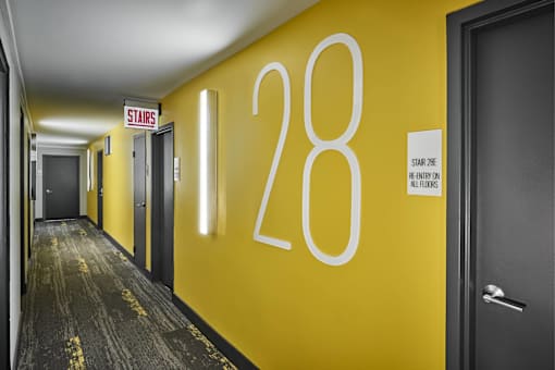 Bright, open, and clean interior hallways to our apartment homes