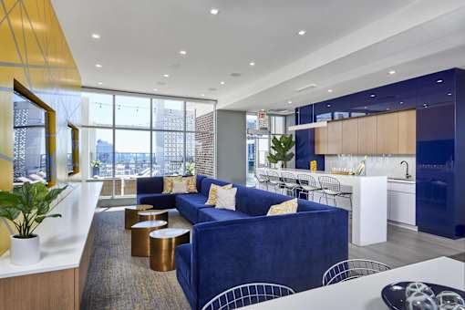 Wifi enabled rooftop resident lounge and coworking space