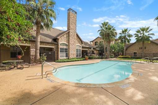 Lovely pool deck at Stonehaven Apartments in Houston, TX