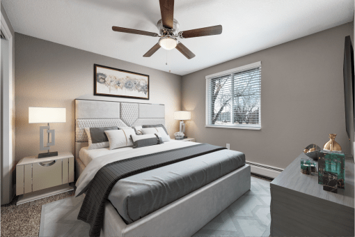 Two bedroom floorplan bedroom with large window