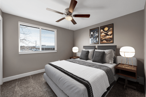 Two bedroom floorplan bedroom with ceiling fan