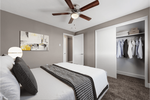 Two bedroom floorplan bedroom with large closet