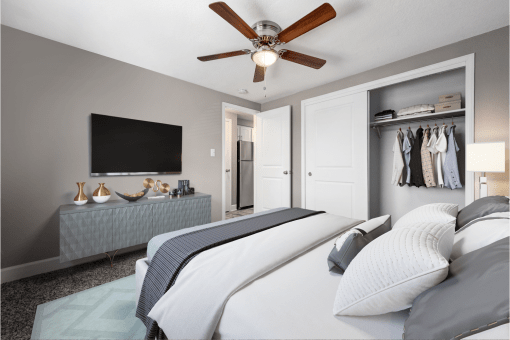 Two bedroom floorplan bedroom with large closet