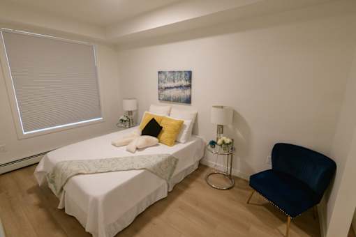 Spacious Douglas Place bedroom with large window and modern design