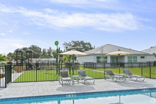 the swimming pool at the preserve at polk apartments