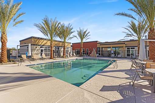 the swimming pool at our apartments in palm springs at Agave House Apartments, Casa Grande, AZ