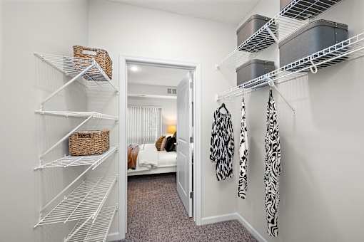 spacious walk in closets in all bedrooms at The Landing at Amber Fields Apartments, Rosemount, MN, 55068