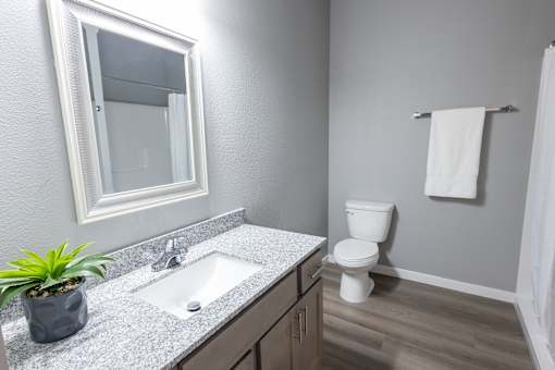 a bathroom with a sink and a toilet at Technology Park Apartments, Rochester, MN, 55901