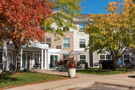 Building Exterior at Briarcliff Apartments, a 55+ Community, Mahtomedi, MN