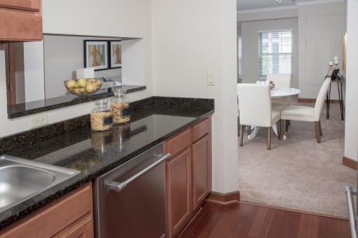 Kitchen with granite countertops