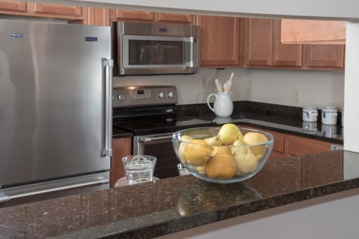 Kitchen with stainless steel appliances
