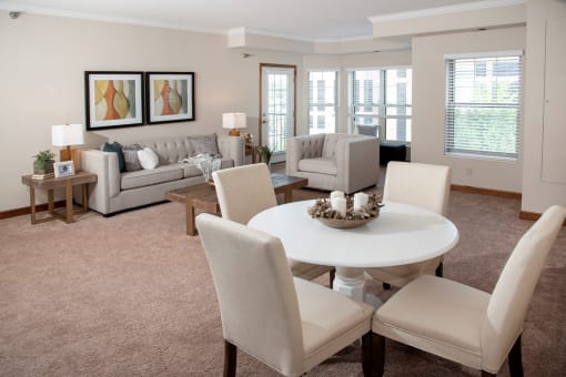 Large living room with dining area