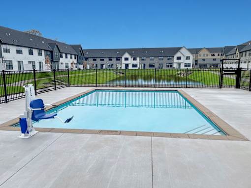 our apartments have a resort style pool with a fence around it