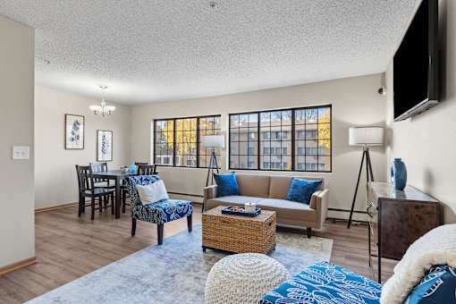 Spacious Living Room at Granite Peaks Apartments, Minneapolis, Minnesota