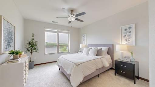Comfortable Bedroom at Lake Jonathan Flats, Chaska, Minnesota