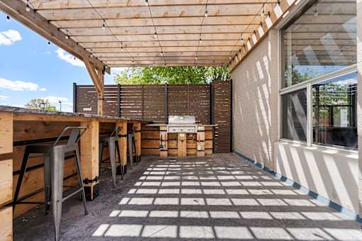 Wooden Deck at Lux Apartments, Minnesota, 55430
