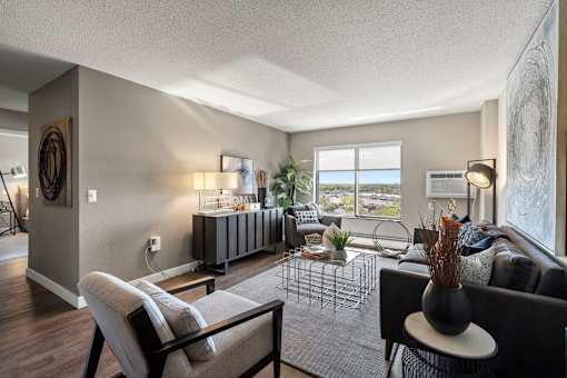 Spacious Living Room at Lux Apartments, Brooklyn Center, 55430