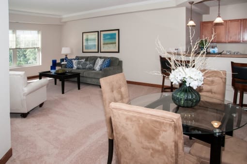 living and dining areas